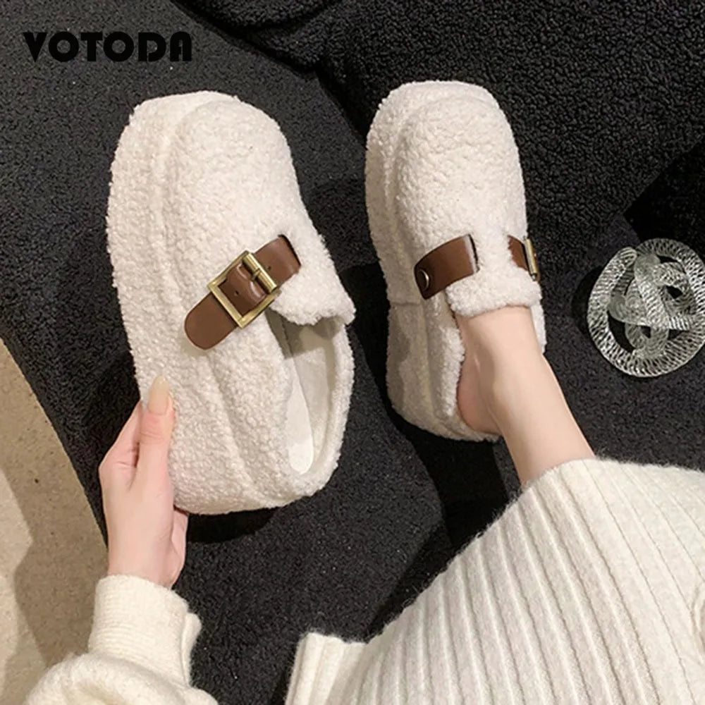 Fireside Plush Wedge Mules