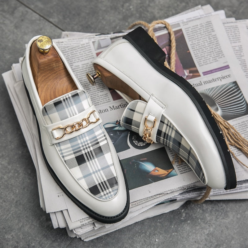 Portico Striped Leather Loafers