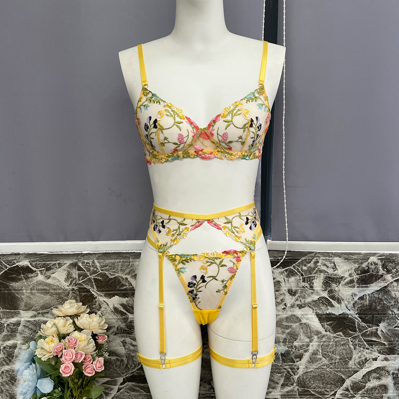 Golden Orchid Lingerie Set