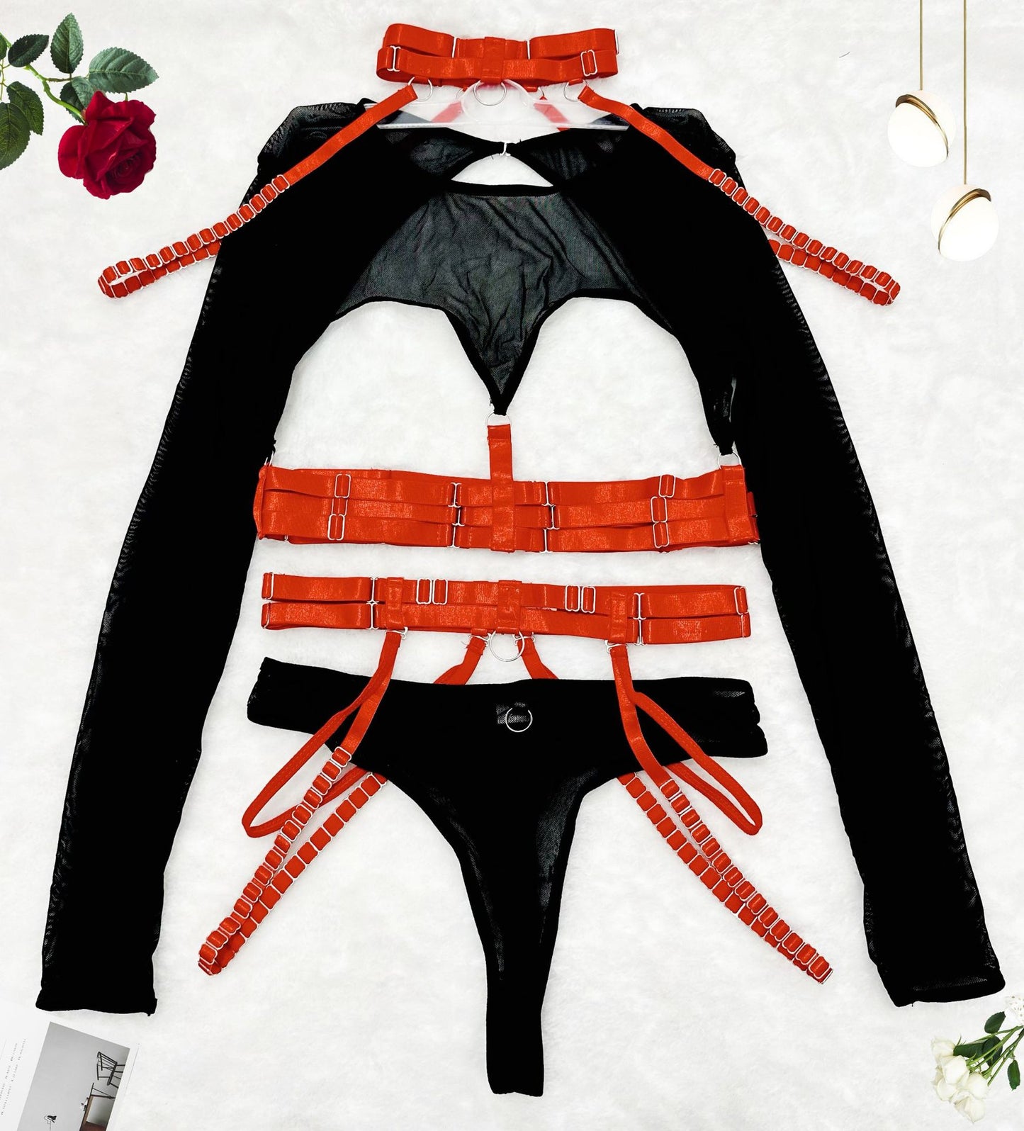 Mesh Halter Four-Piece Lingerie Set