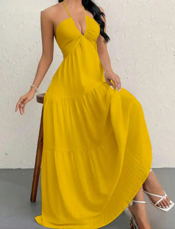 Santorini Breeze Halter Dress