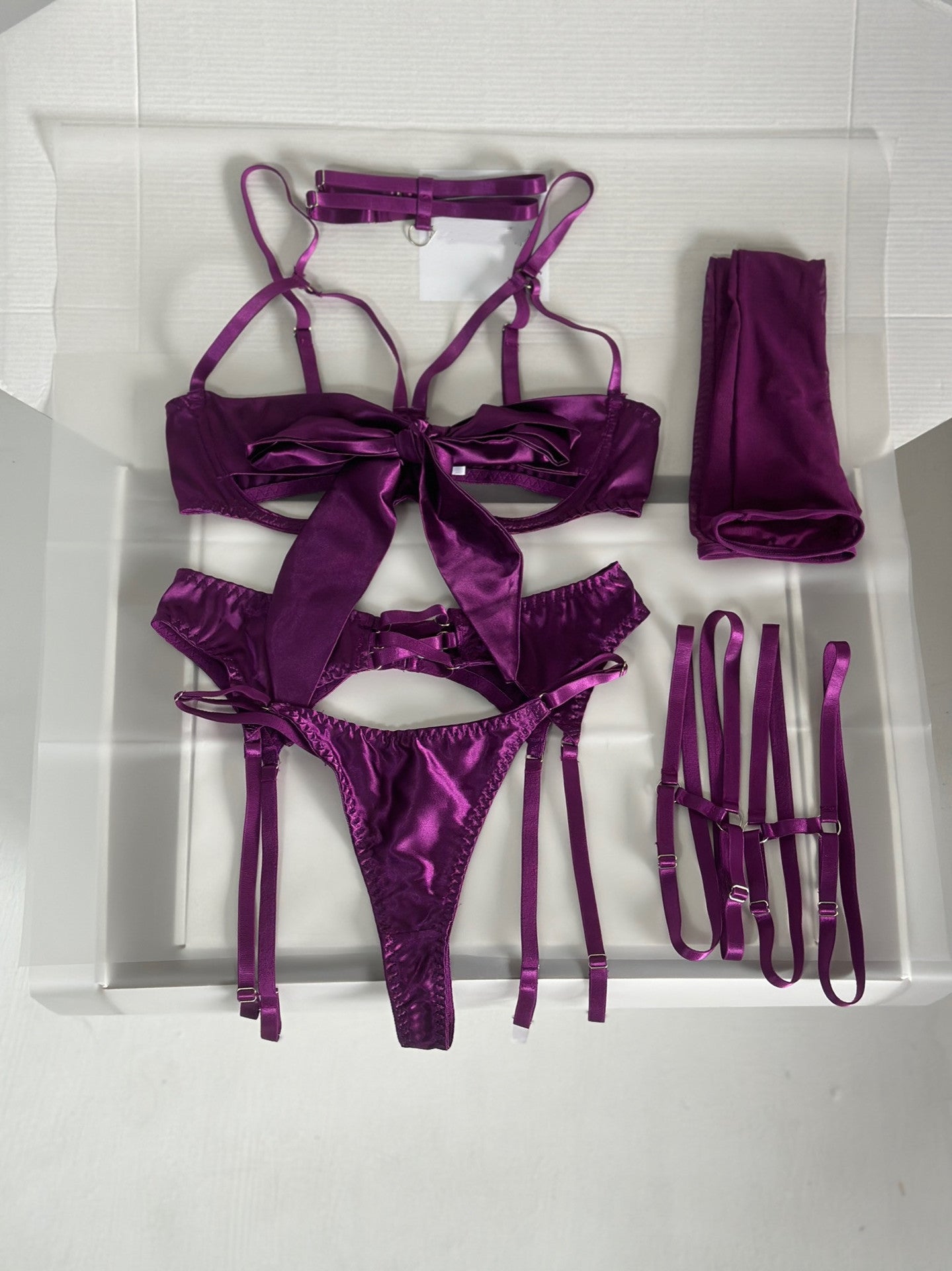 Bow Lace Garter Lingerie Set