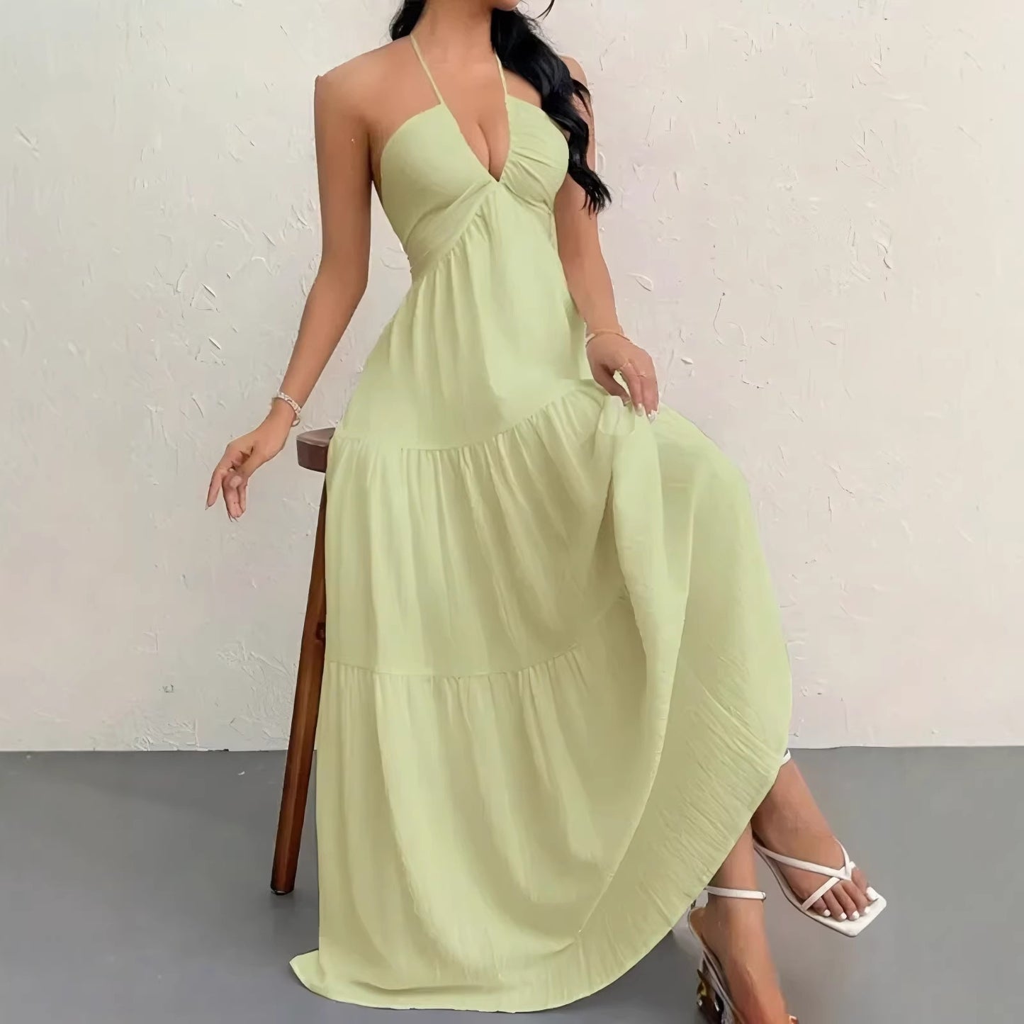 Santorini Breeze Halter Dress