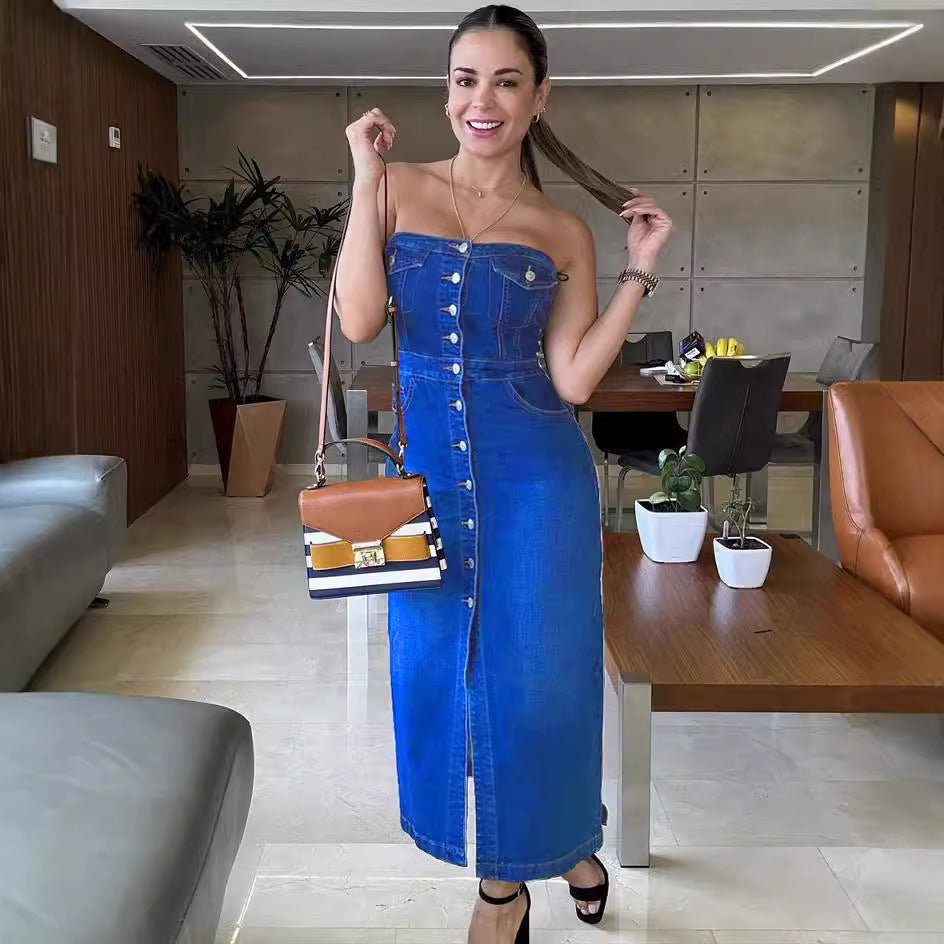 Harper Denim Column Dress
