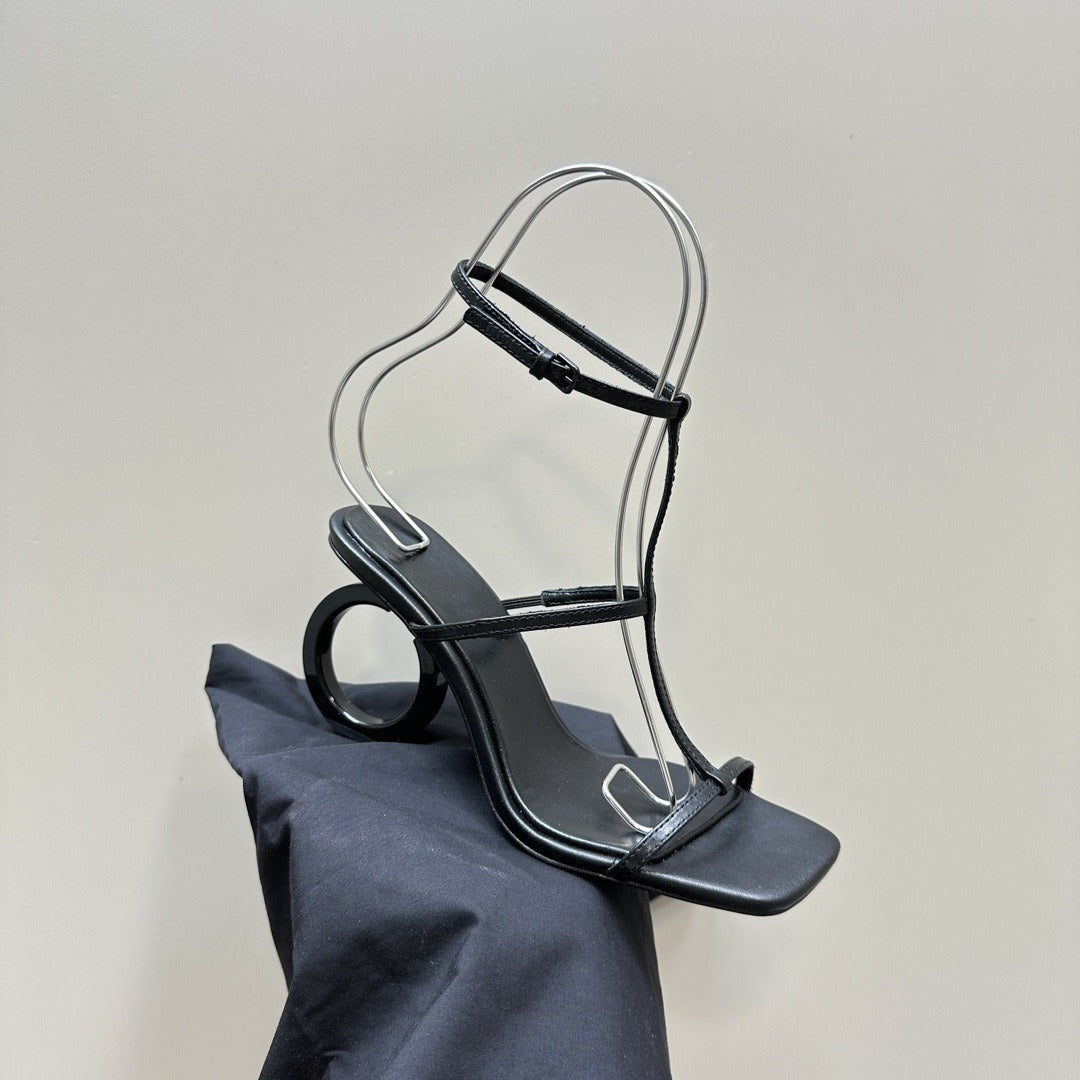 Script Square-Toe Heels