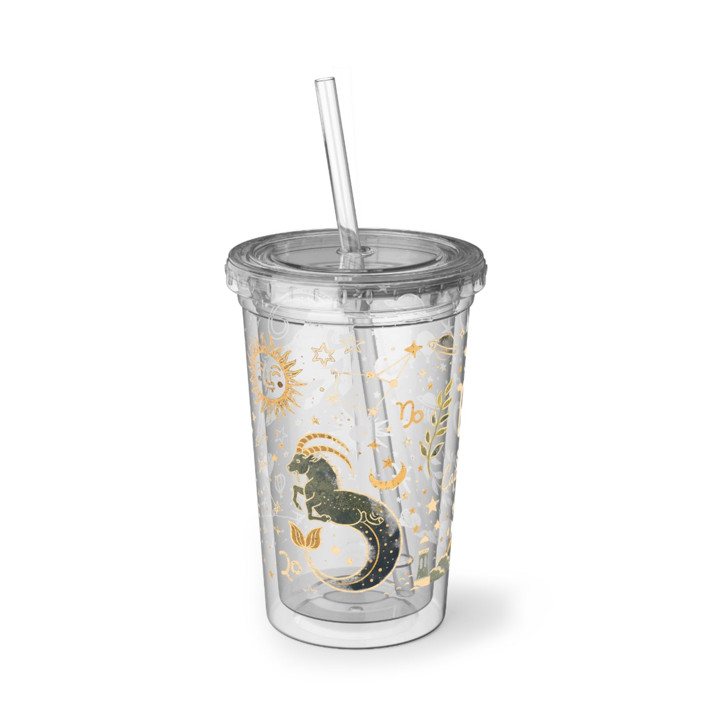 Capricorn Zodiac Acrylic Tumbler | Celestial Star Moon Design