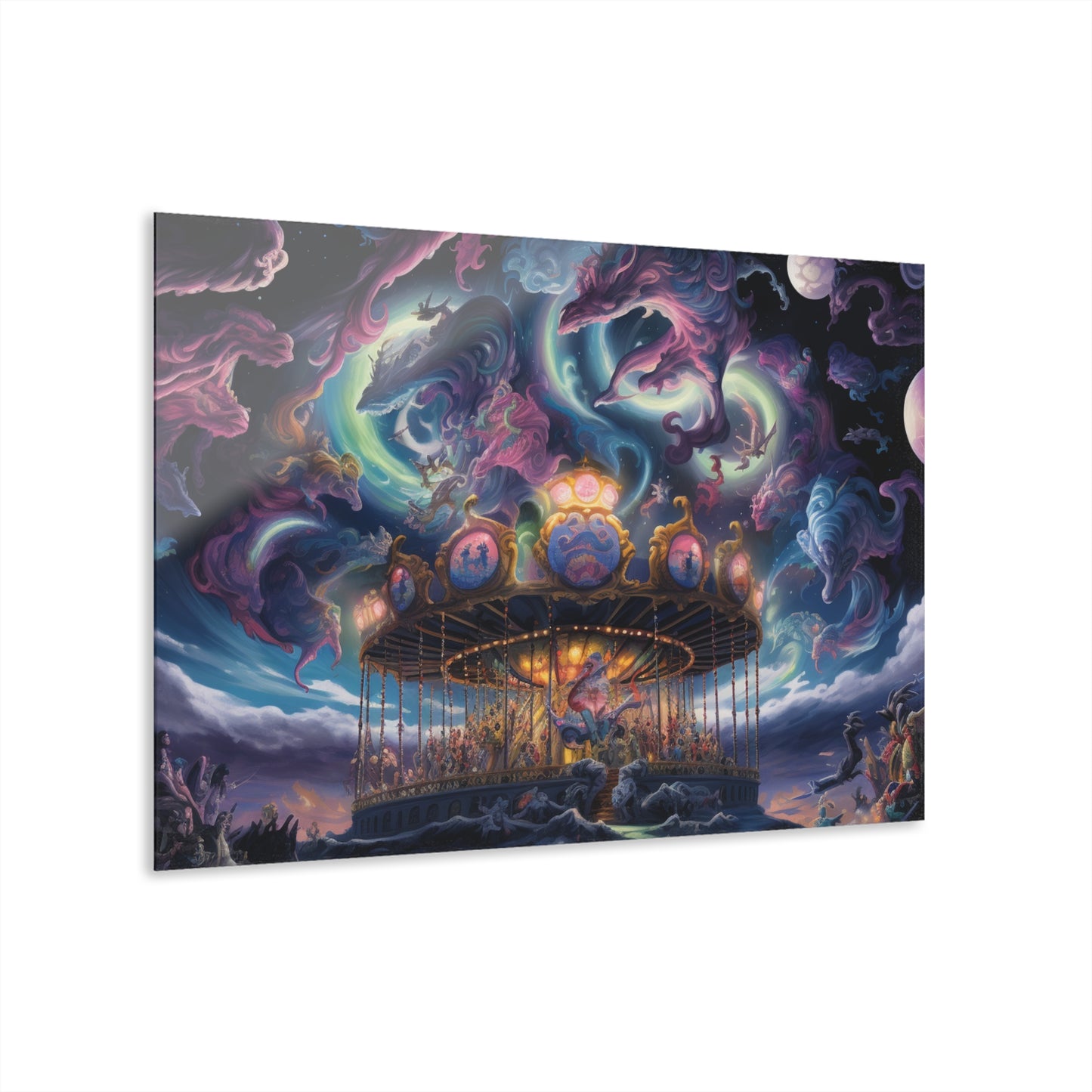 Nova's Folly | Fantasy Acrylic Print Wall Art  Carousel Artwork, Home Decor, Gift for Art Lovers, Unique Wall Hanging
