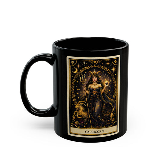 Capricorn Tarot Card Mug | Black Zodiac Astrology Coffee Cup