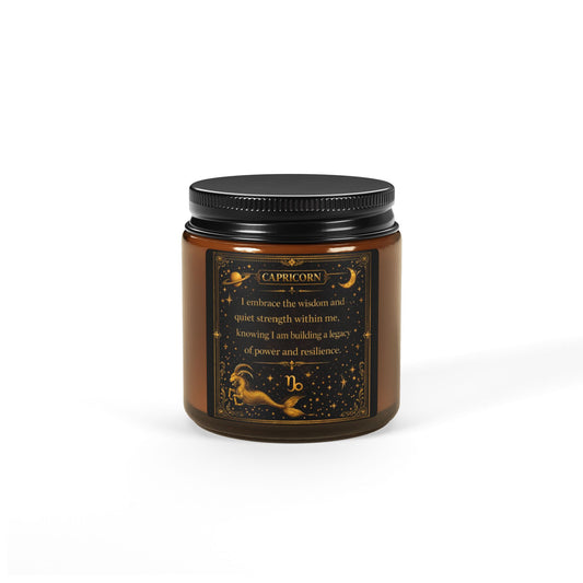Capricorn Zodiac Candle Amber Jar | Soy Candle