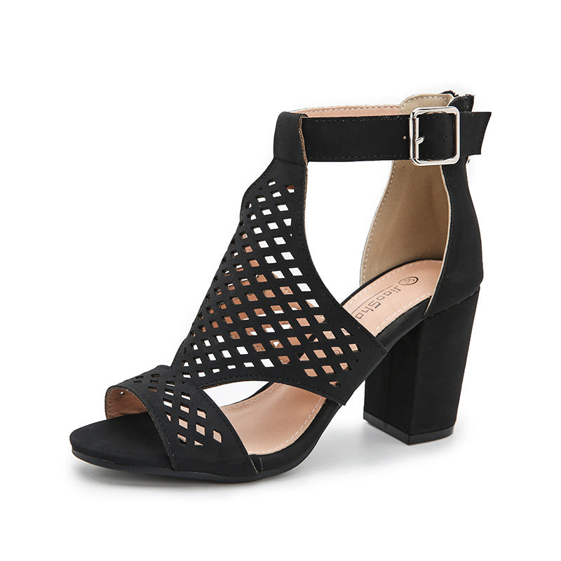 Aperture Peep-Toe Block Heels