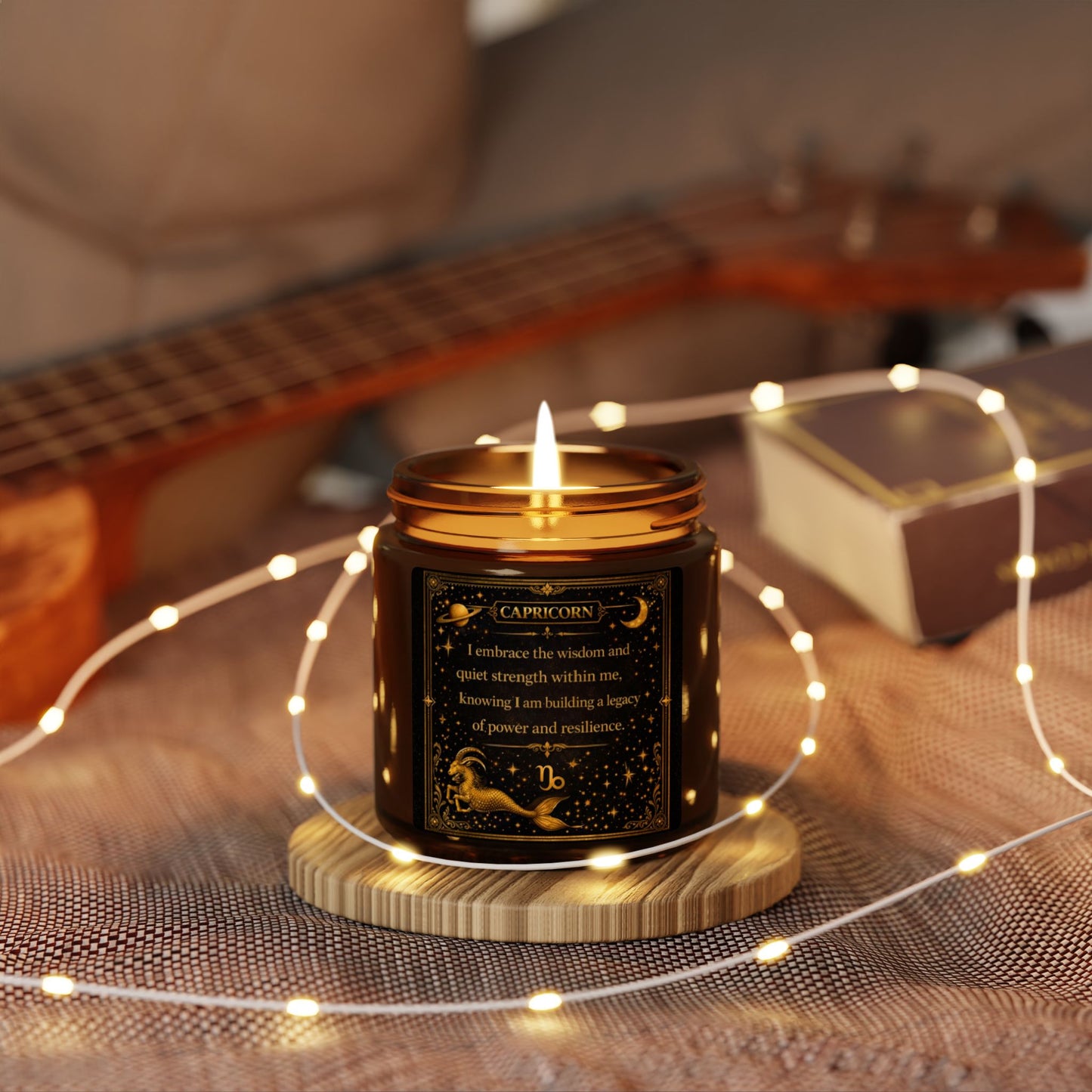 Capricorn Zodiac Candle Amber Jar | Soy Candle
