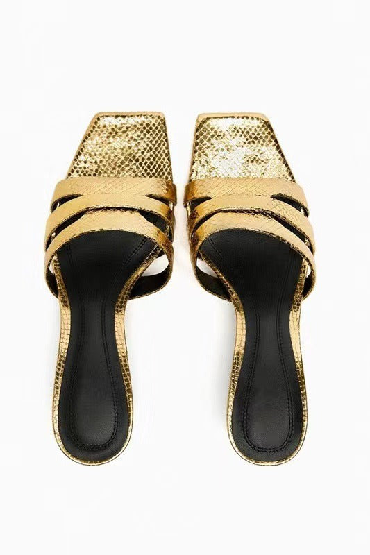 Gilded Arc Slingback Mules