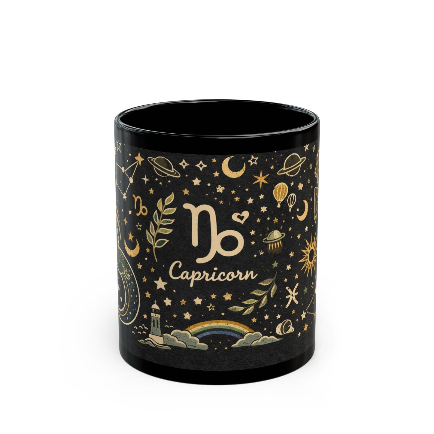 Capricorn Zodiac Mug | Black Astrology Coffee Mug, Capricorn Constellation Design