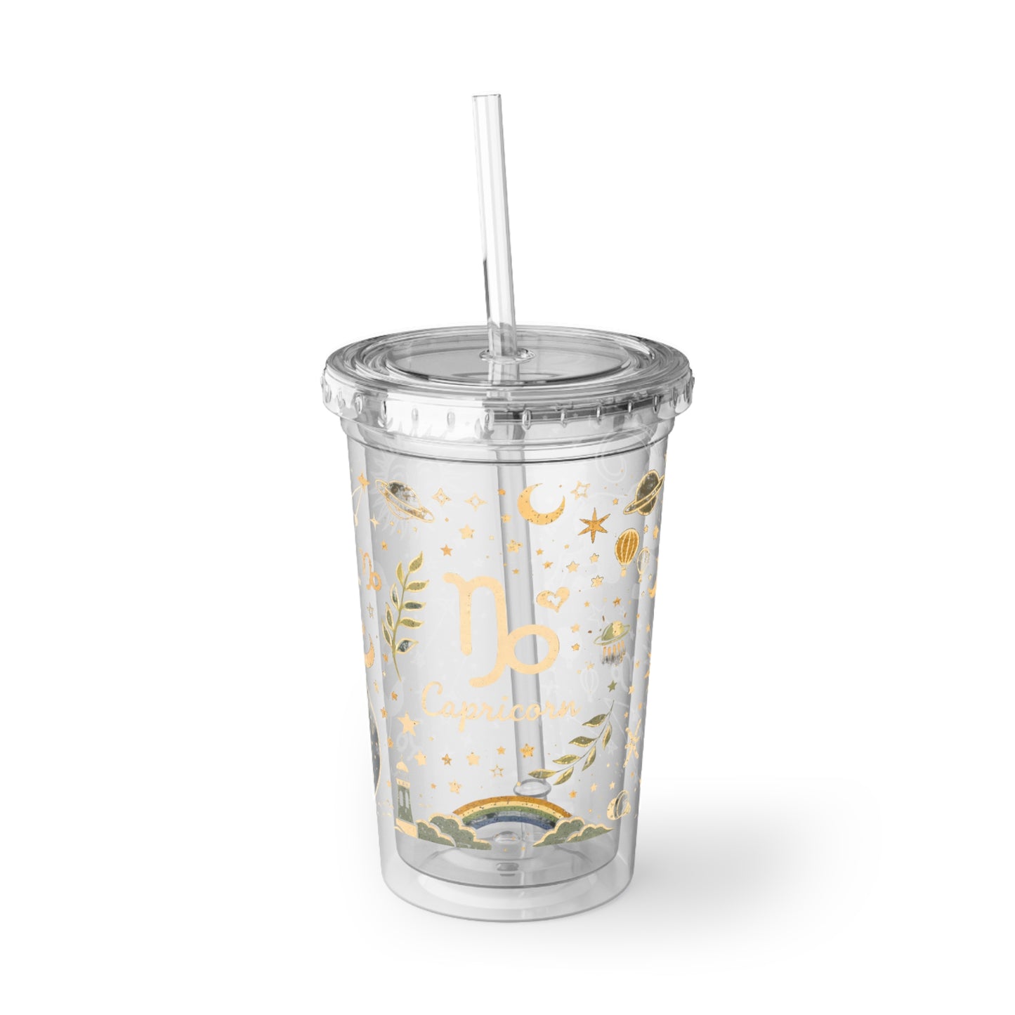 Capricorn Zodiac Acrylic Tumbler | Celestial Star Moon Design