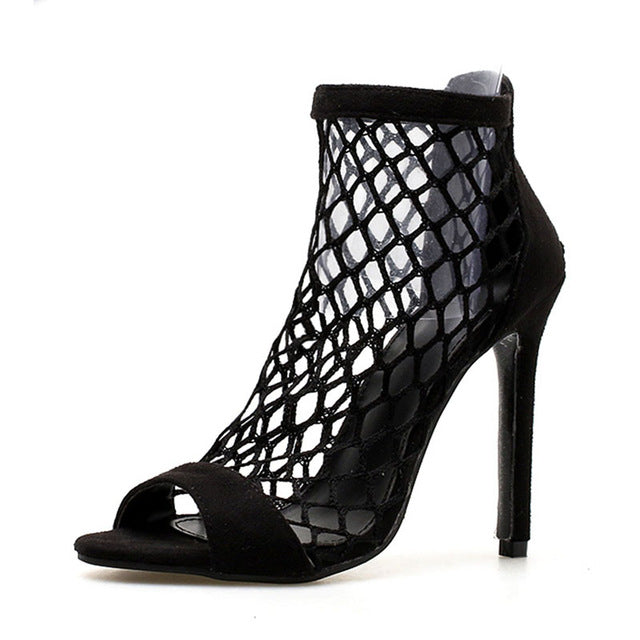 Linework Peep-Toe Stiletto