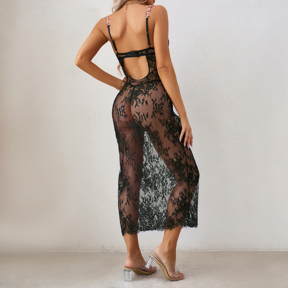 Velvet Floral Slip Dress Set