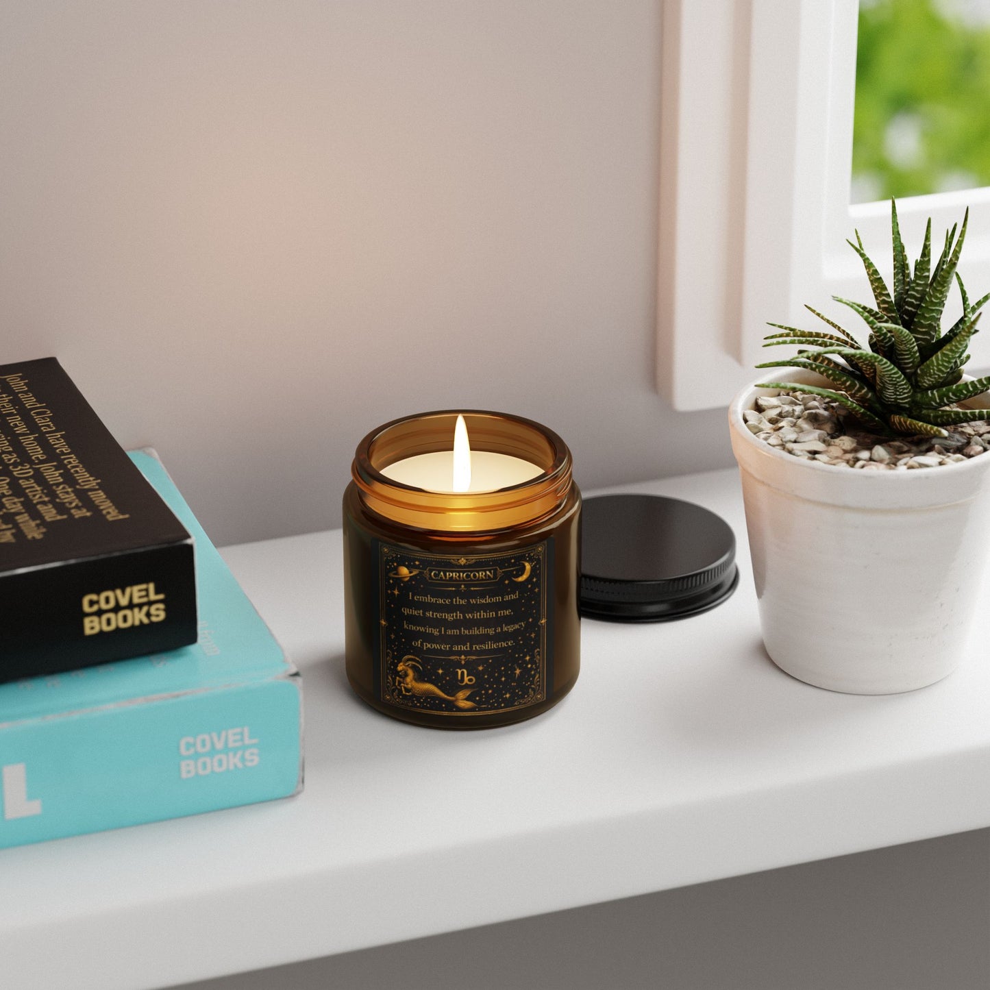 Capricorn Zodiac Candle Amber Jar | Soy Candle