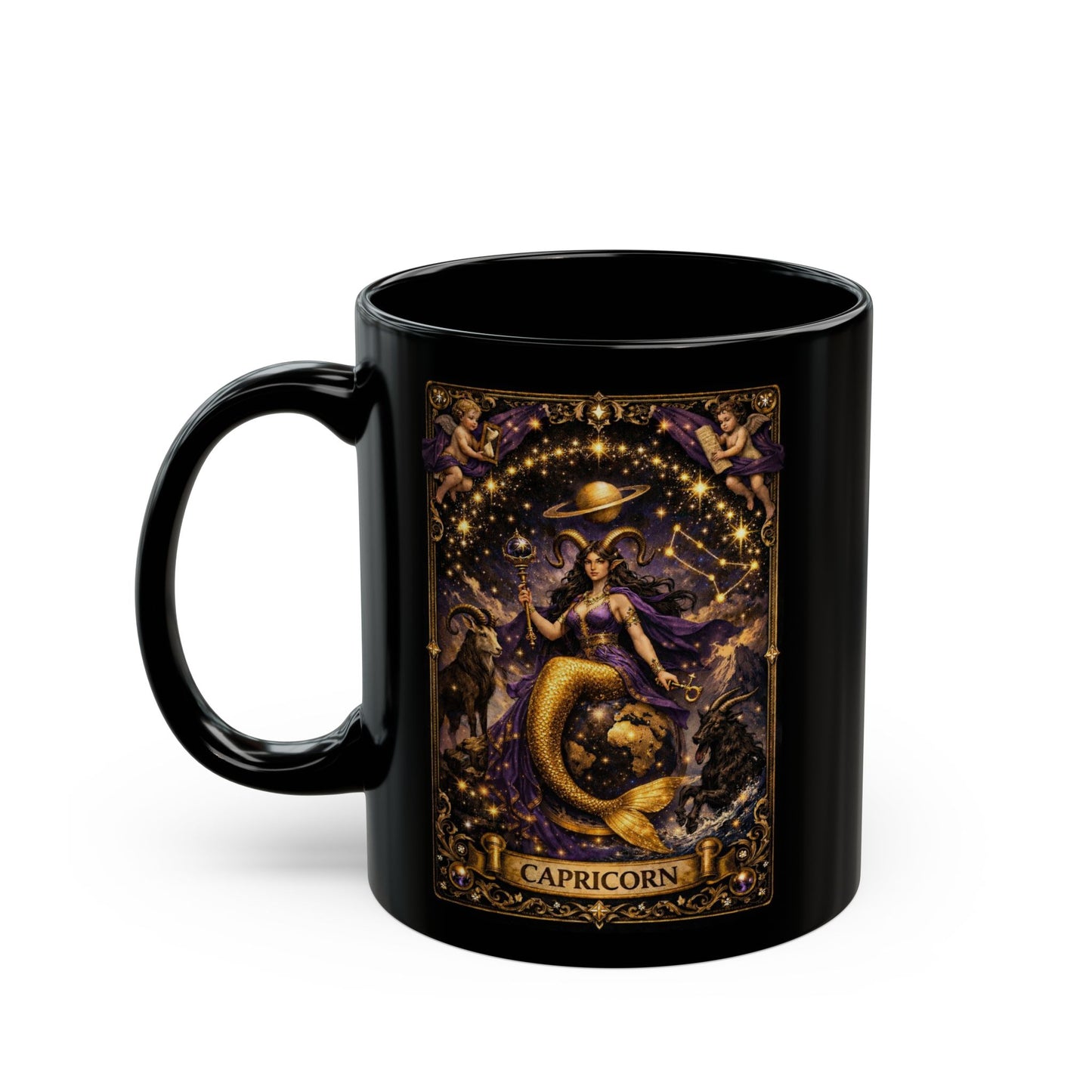 Gold Capricorn Zodiac Mug | Astrological Horoscope Coffee Cup