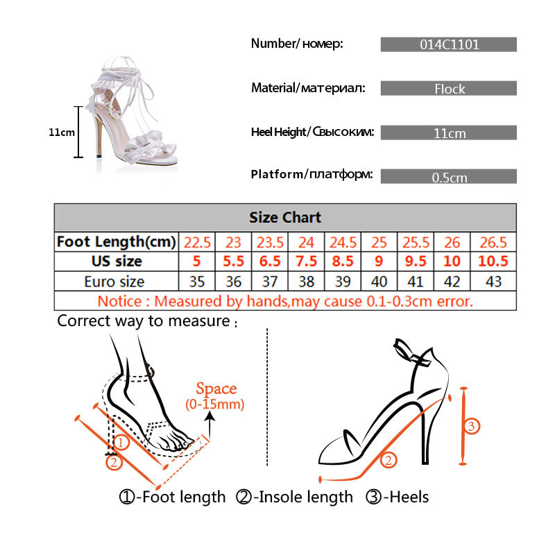Ruffle Cross-Lace Heels