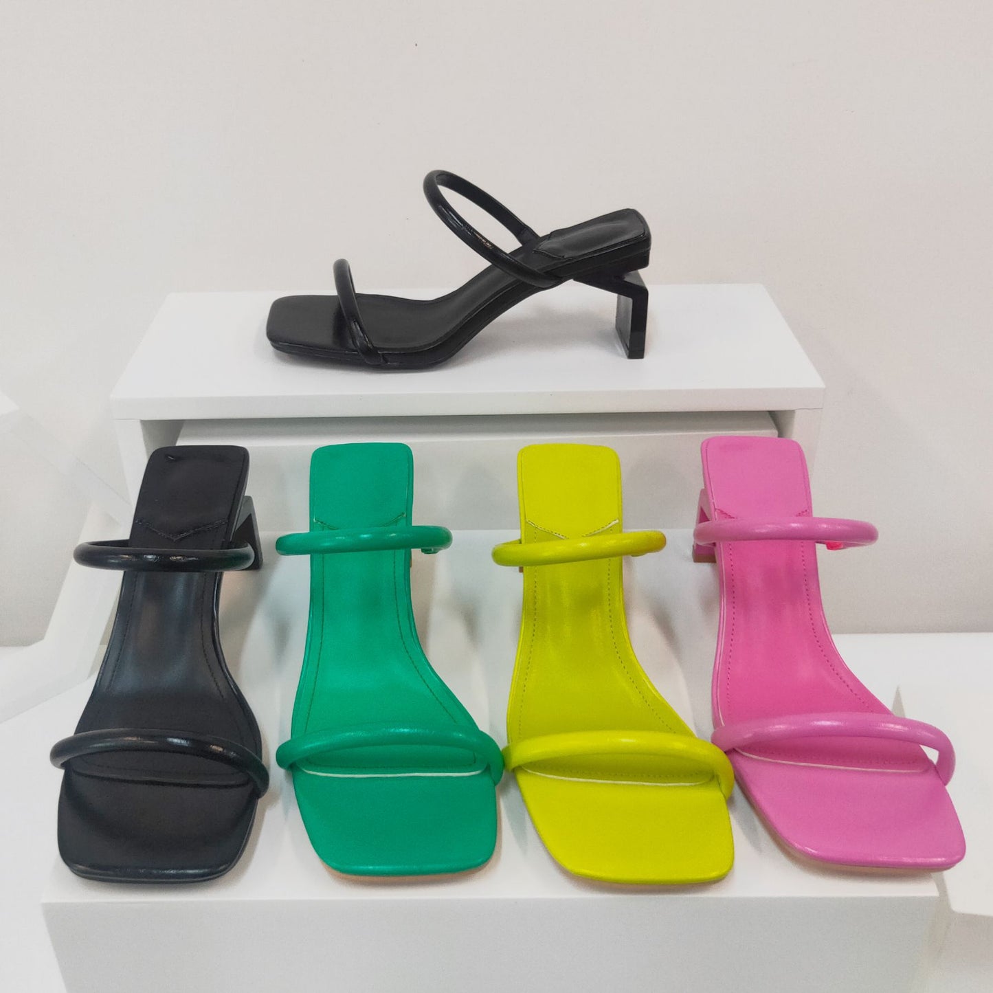 Solitaire Crystal Strap Heels
