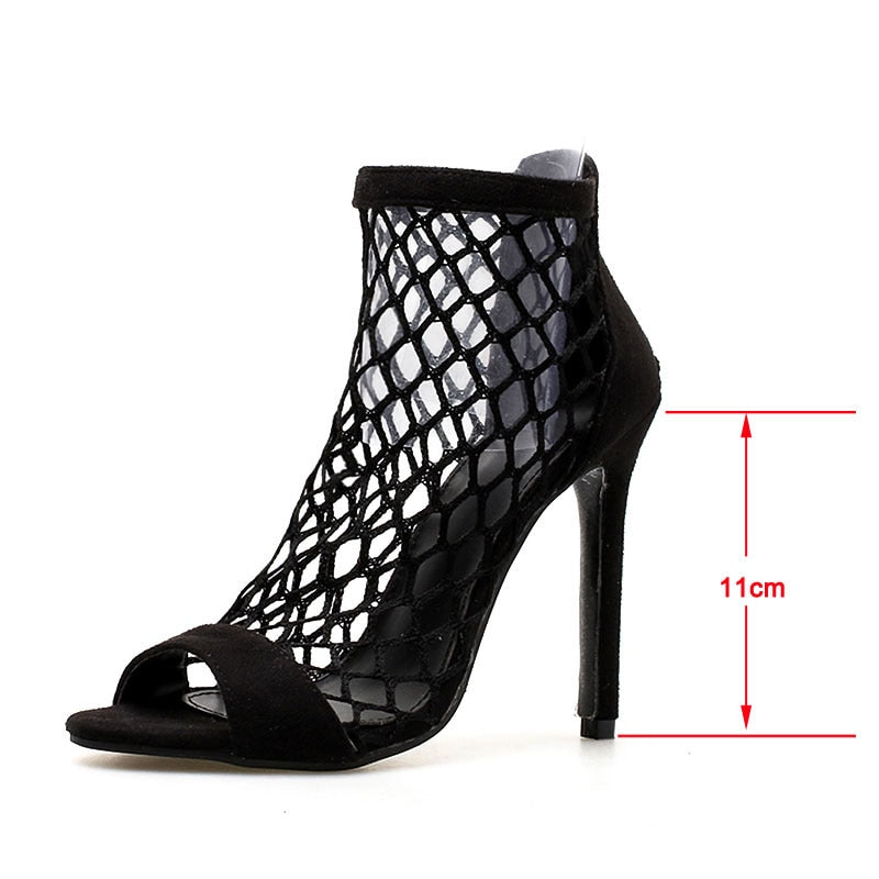 Linework Peep-Toe Stiletto