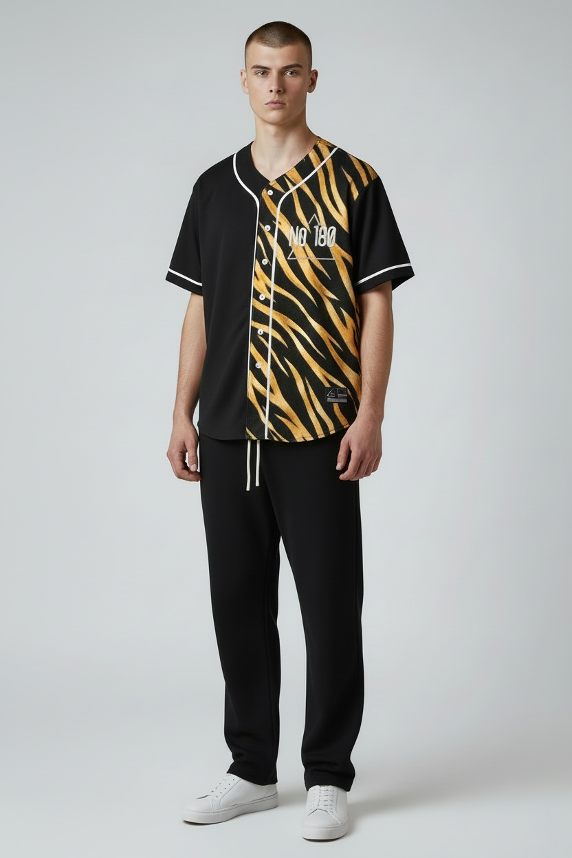 No 180 Baseball Jersey — Gold Tiger Stripe No. 180 Athletic Shirt