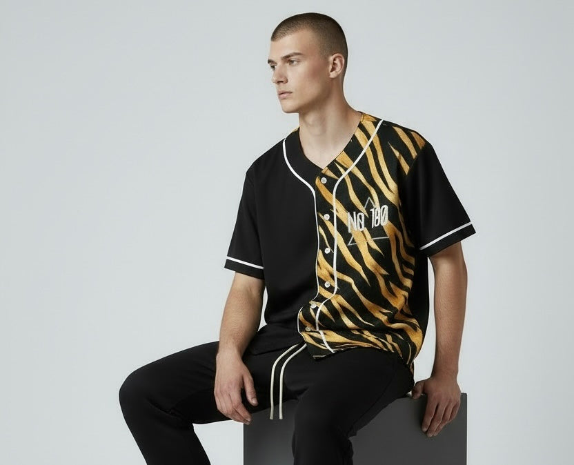 No 180 Baseball Jersey — Gold Tiger Stripe No. 180 Athletic Shirt