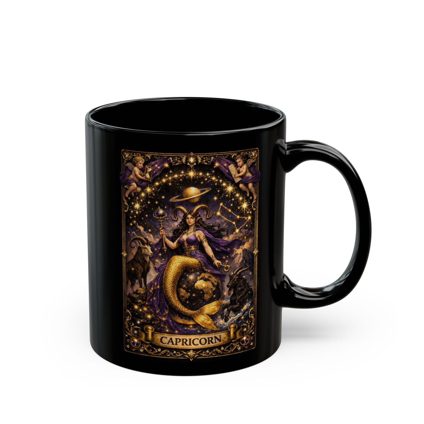 Gold Capricorn Zodiac Mug | Astrological Horoscope Coffee Cup