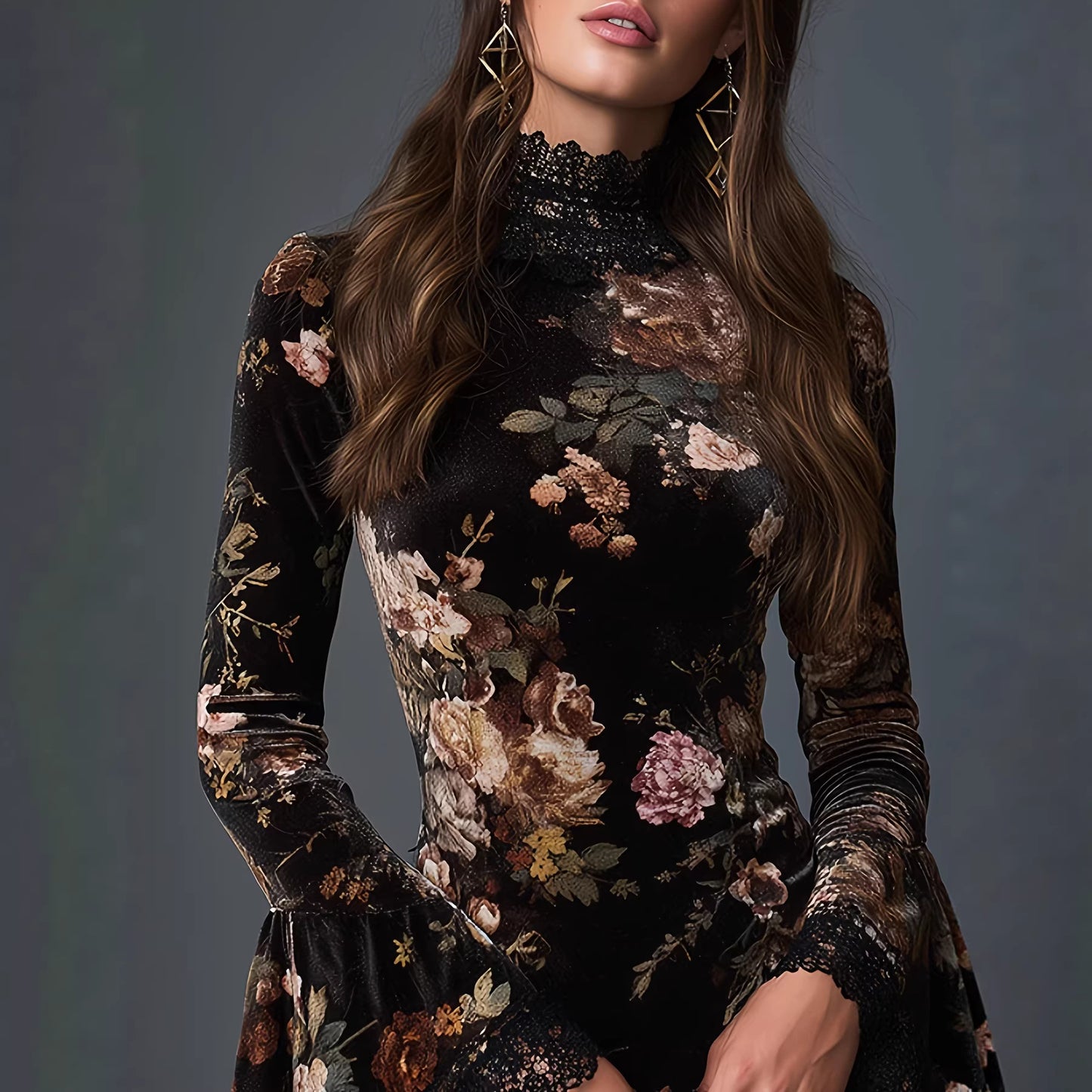 Fable Lace-Sleeve Mini Dress