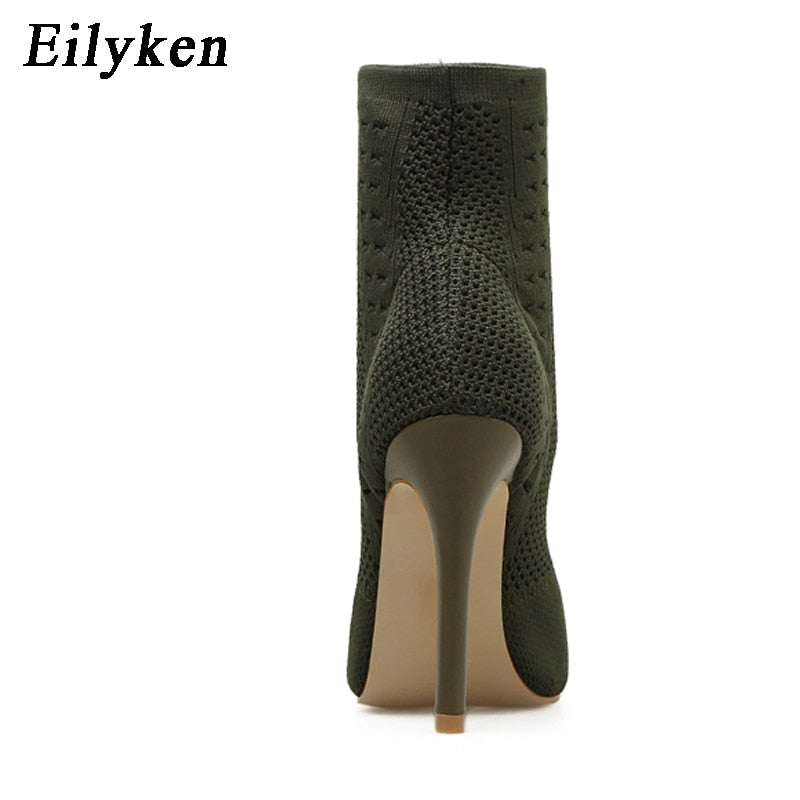 Contour Open-Toe Knit Ankle Boots