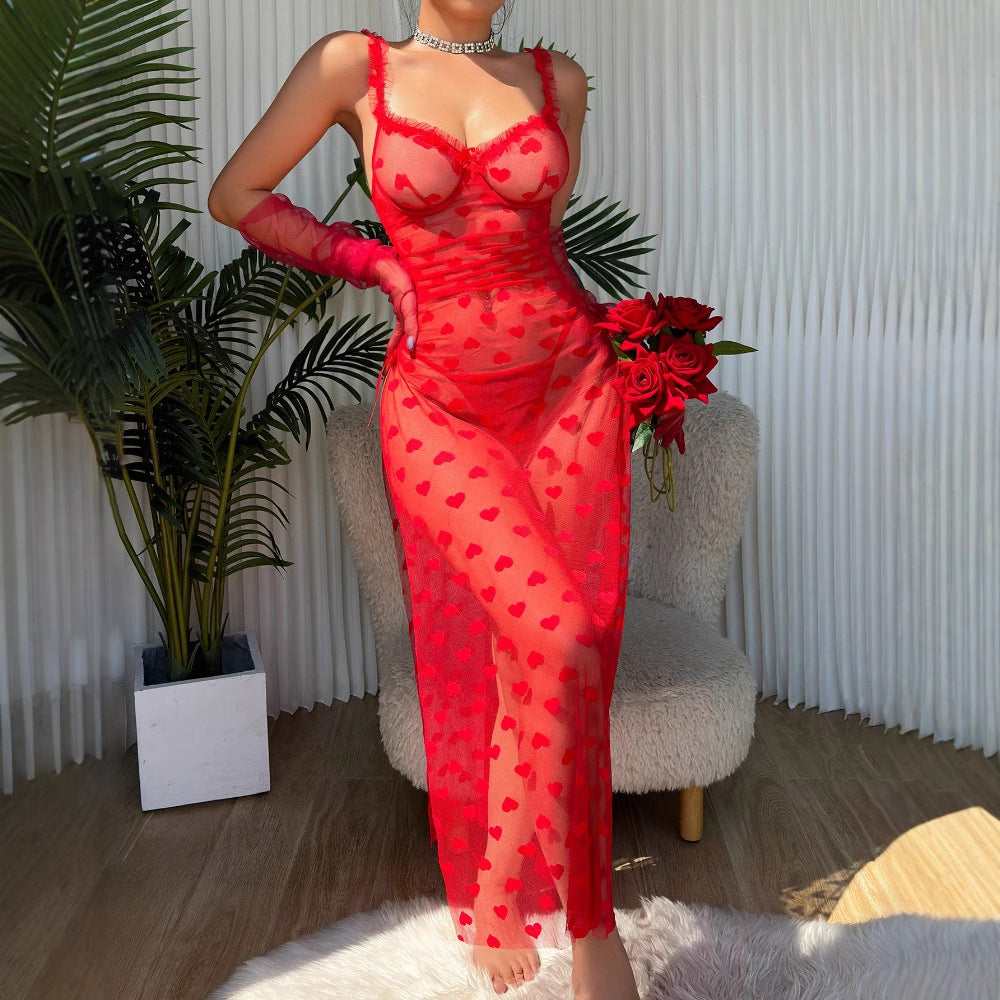 Crimson Veil Slip Set