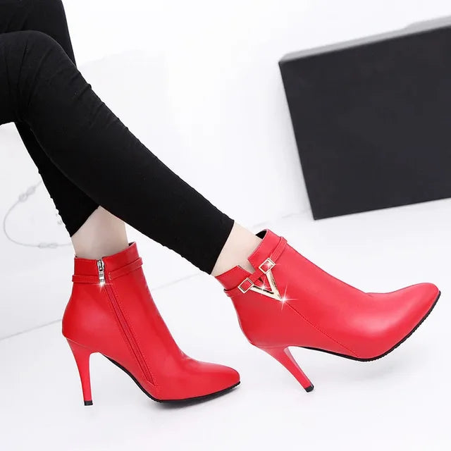 Needlepoint Stiletto Ankle Boots