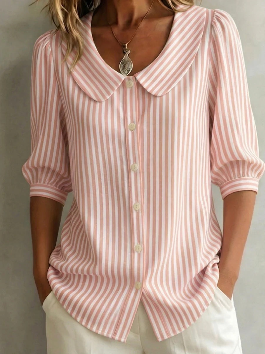 Interval Stripe V-Neck Top
