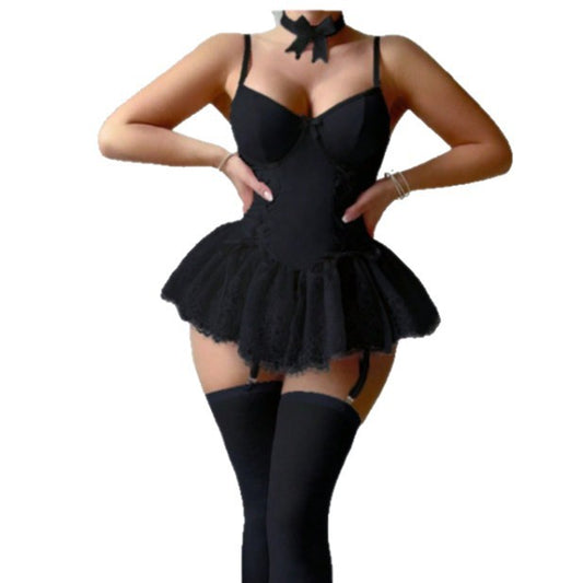 Laceframe Skirted Bodysuit