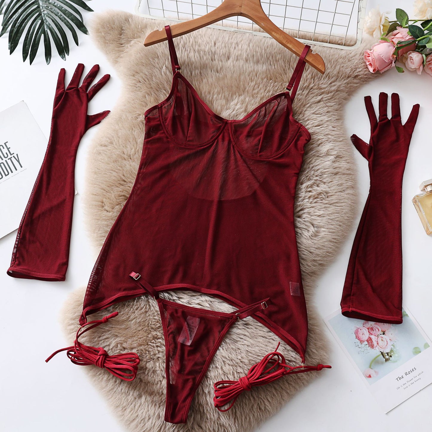 Lace Chemise & Gloves Set