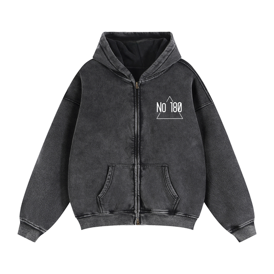 No 180 Zip-Through Boxy Fleece Hoodie
