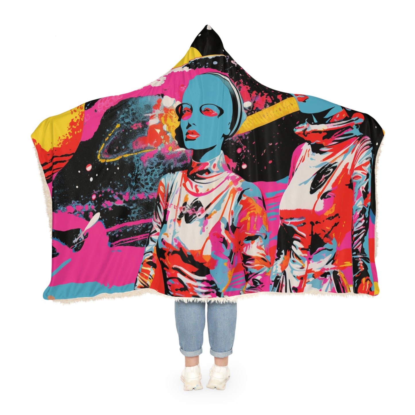 Retroverse Goddess | Snuggle Blanket with Celestial Cyberspace, Festival Decor