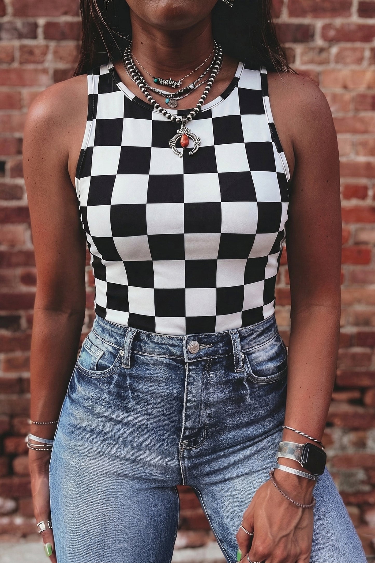No 180 Checkerboard Tank Top