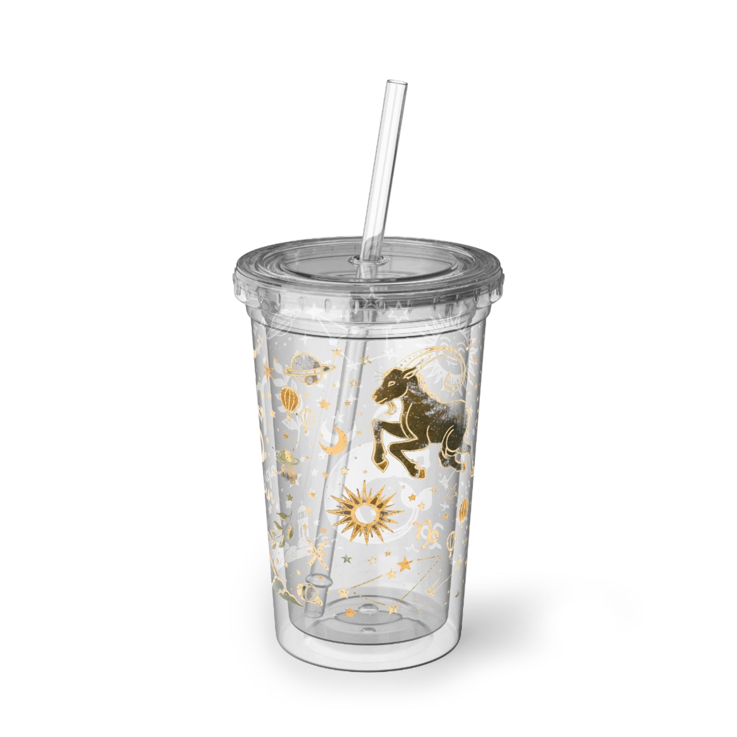Capricorn Zodiac Acrylic Tumbler | Celestial Star Moon Design
