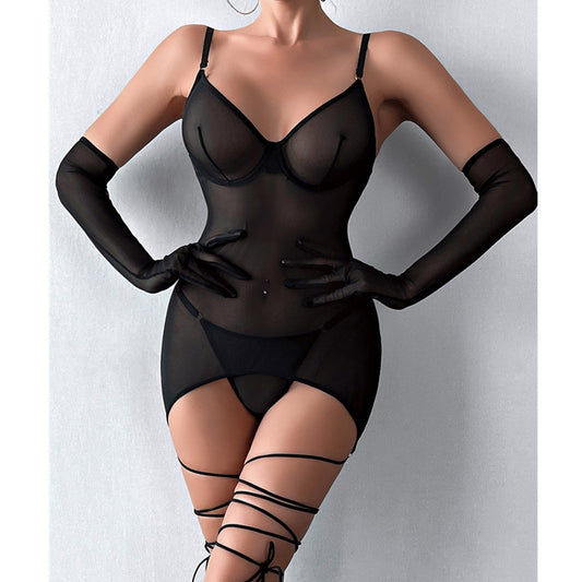 Lace Chemise & Gloves Set