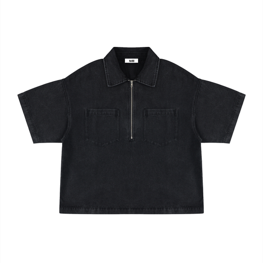 No 180 Vintage Quarter Zip Denim Shirt
