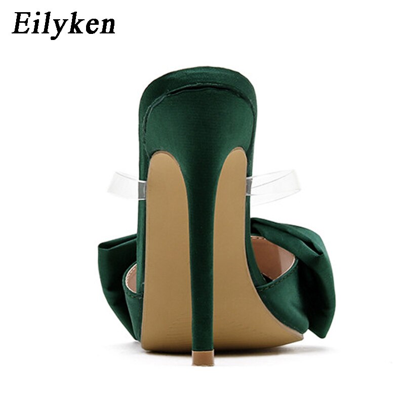 Ribbon Pointed-Toe Heeled Mules