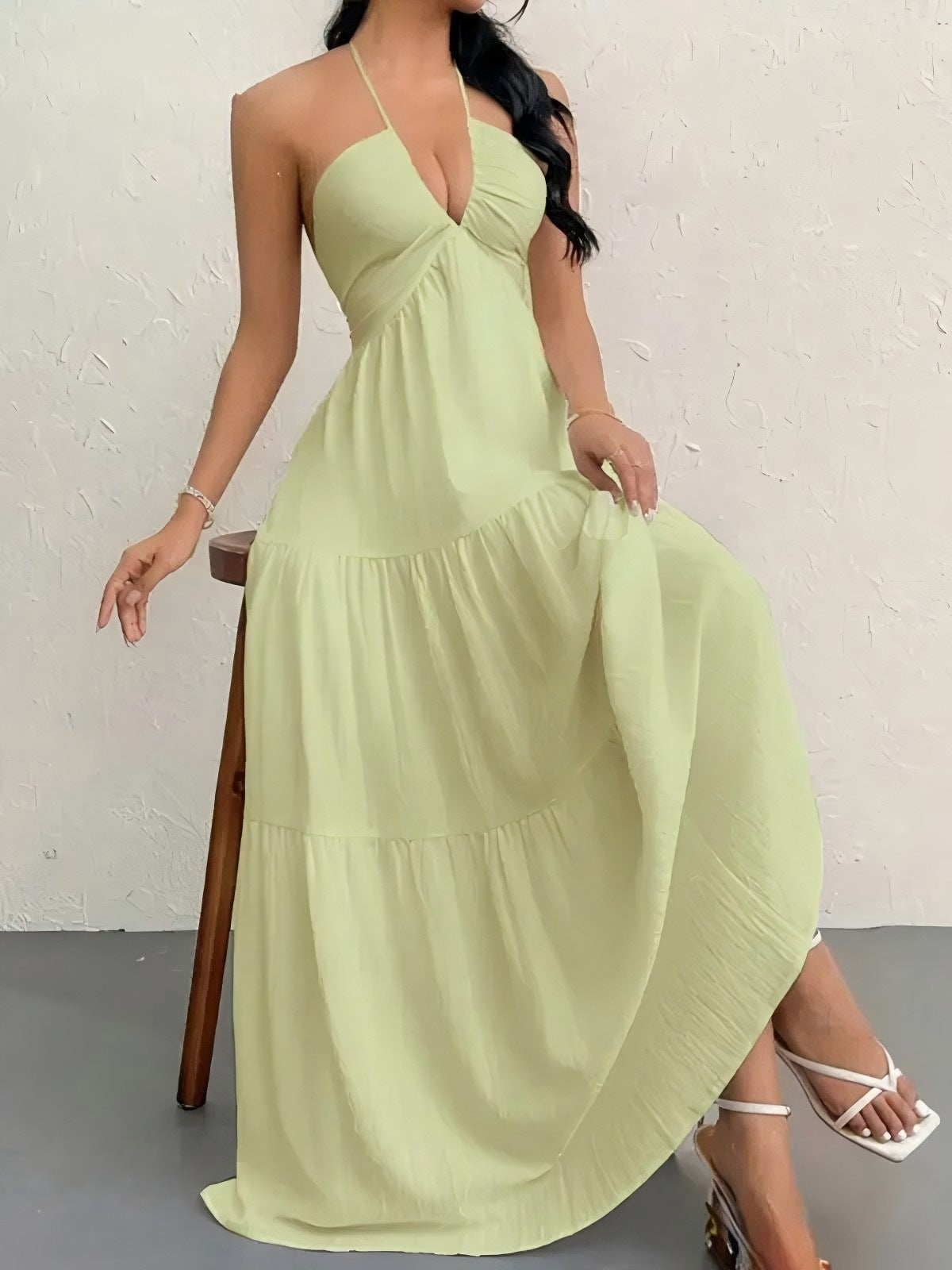 Santorini Breeze Halter Dress