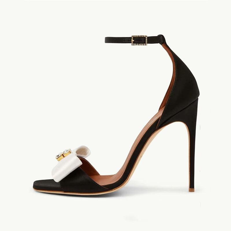 Lustre Bow-Buckle Heeled Sandals
