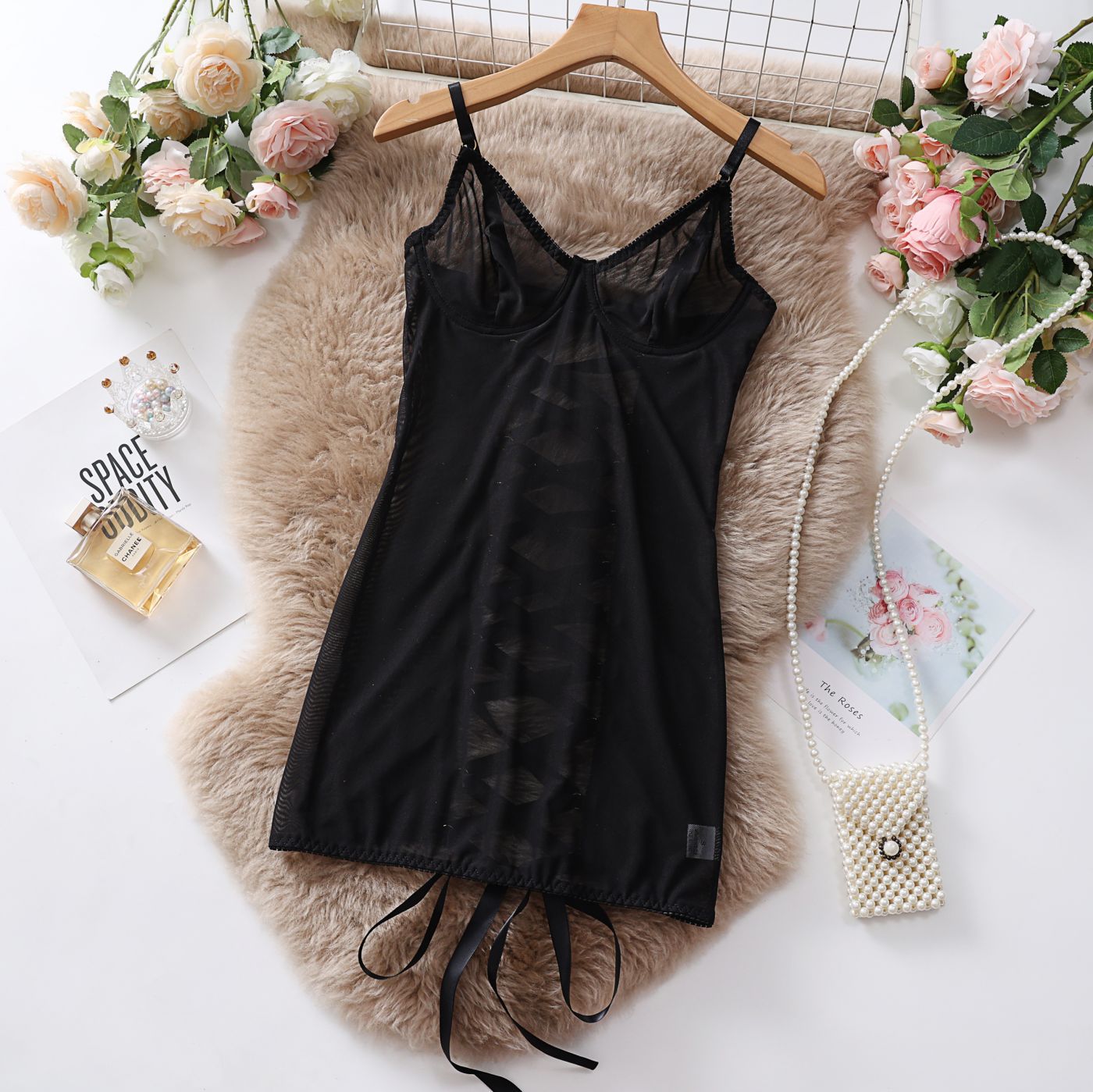 Strapless Sheer Lace Chemise Bodysuit