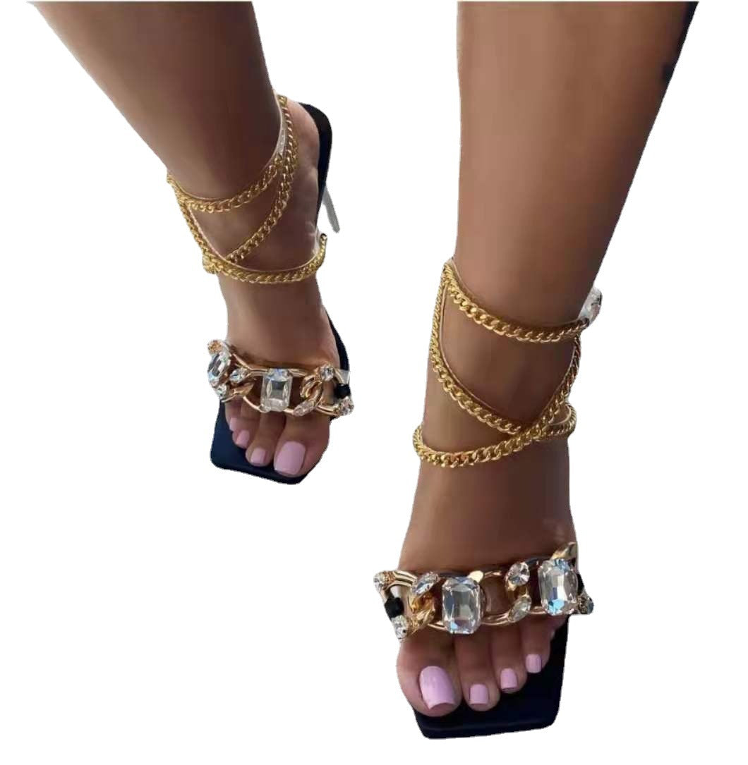 Serpentine Crystal Lace-Up Heels