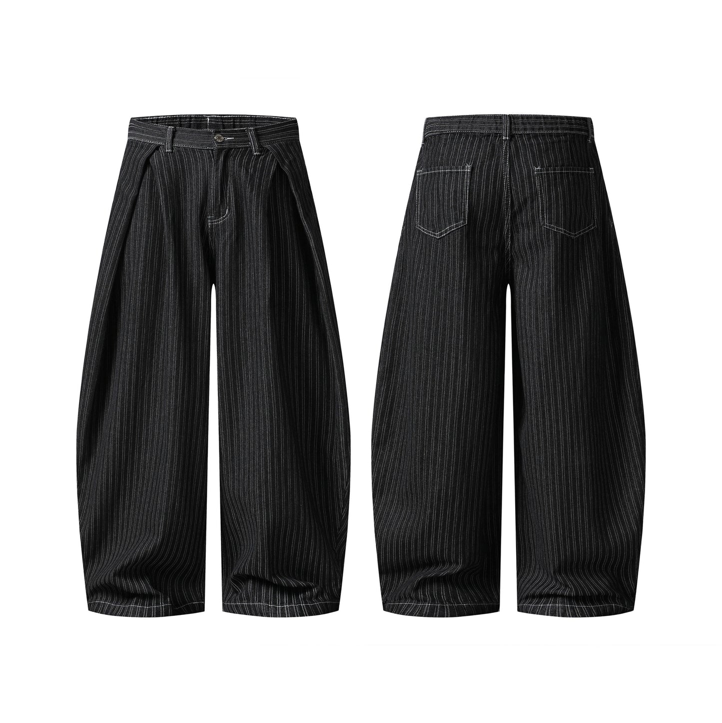 Edge Pleat Wide-Leg Trousers