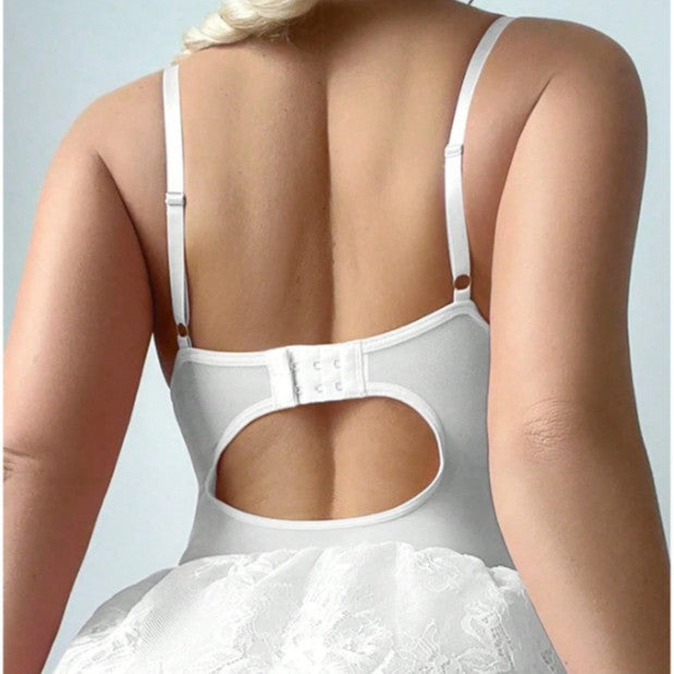 Laceframe Skirted Bodysuit