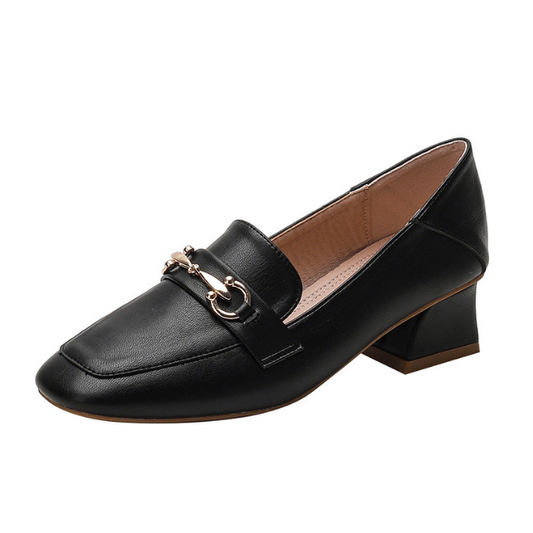 Outline Square-Toe Block-Heel Loafers