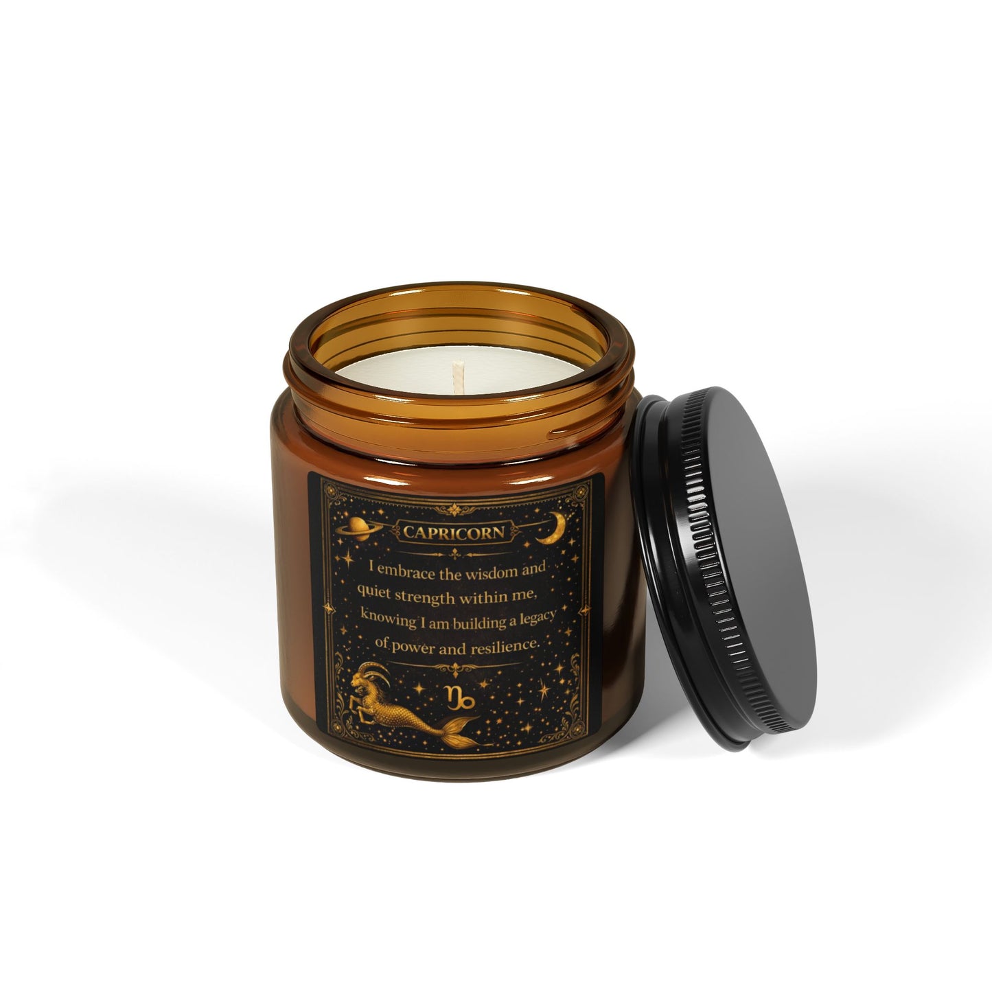 Capricorn Zodiac Candle Amber Jar | Soy Candle